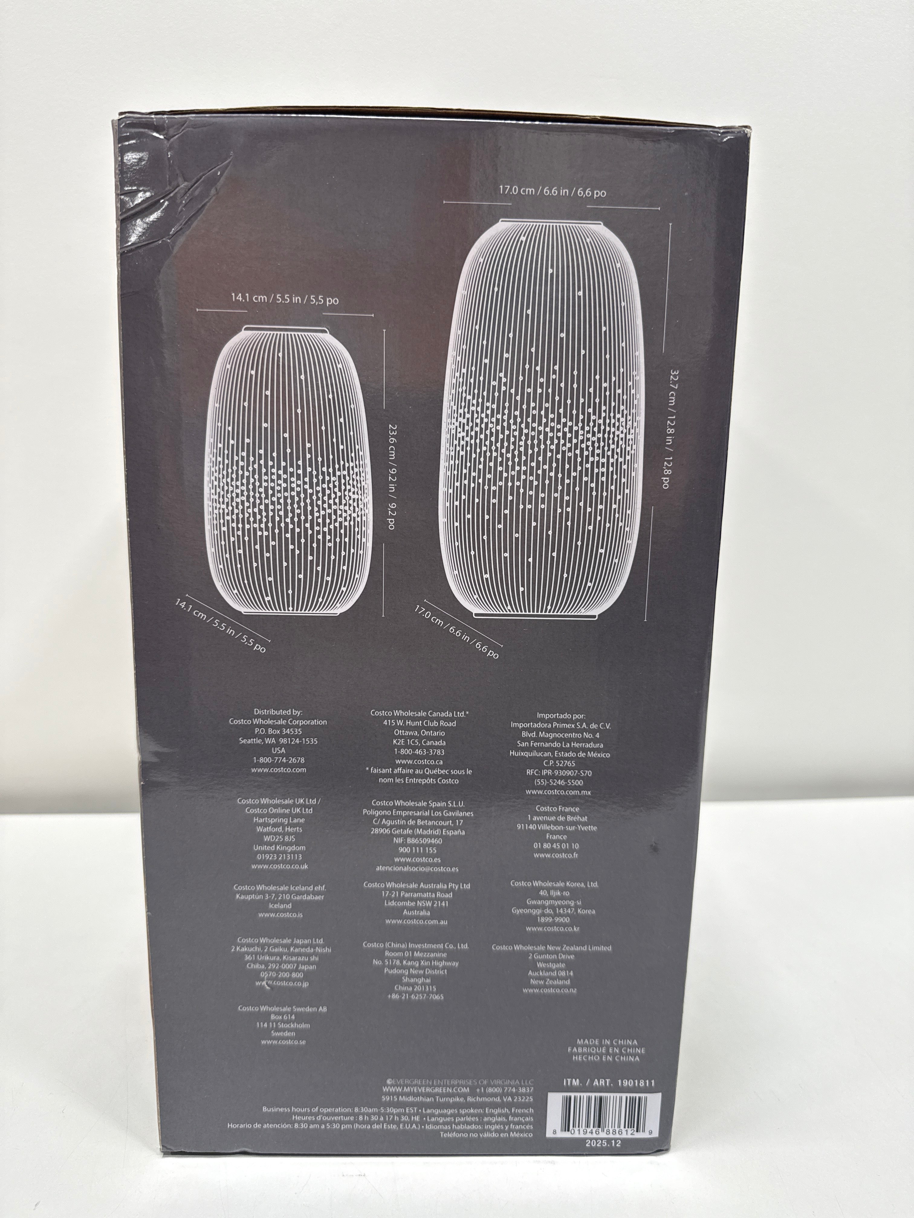 Evergreen LED Porcelain Lantern, Set of 2 Black