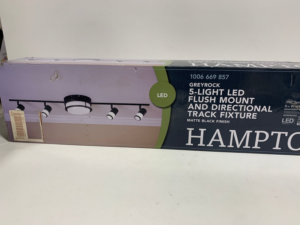 Greyrock 3.44 ft. Matte Black Integrated LED Hardwired Track Lighting Kit Flush Mount Combo with 4 Fixed Track Heads