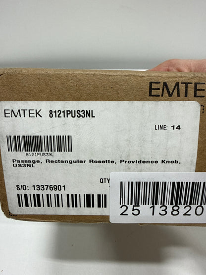 Emtek Providence Passage Door Knob Set with Rectangular Rose from the Brass Classic Collection - *Tools Hardware & Misc