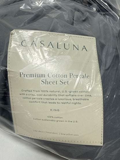 King 400 Thread Count Percale Sheet Set Mineral Blue - Casaluna