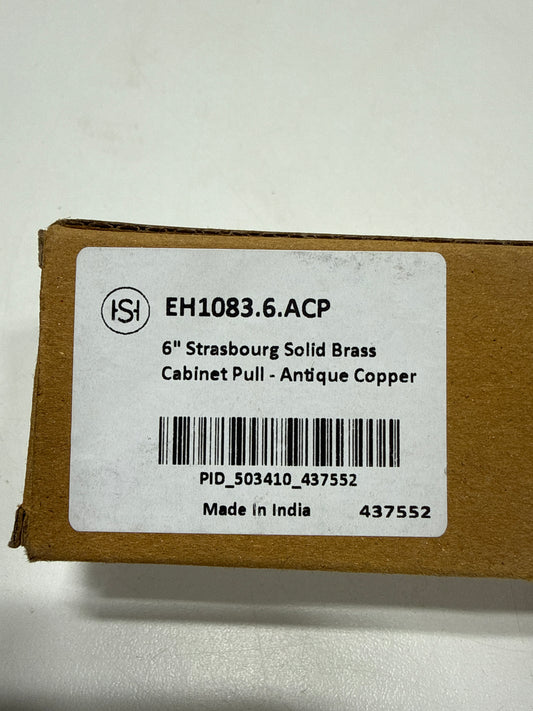 Signature Hardware 945977-6 Strasbourg 6 Inch Center to Center Bar Cabinet Pull Antique Copper
