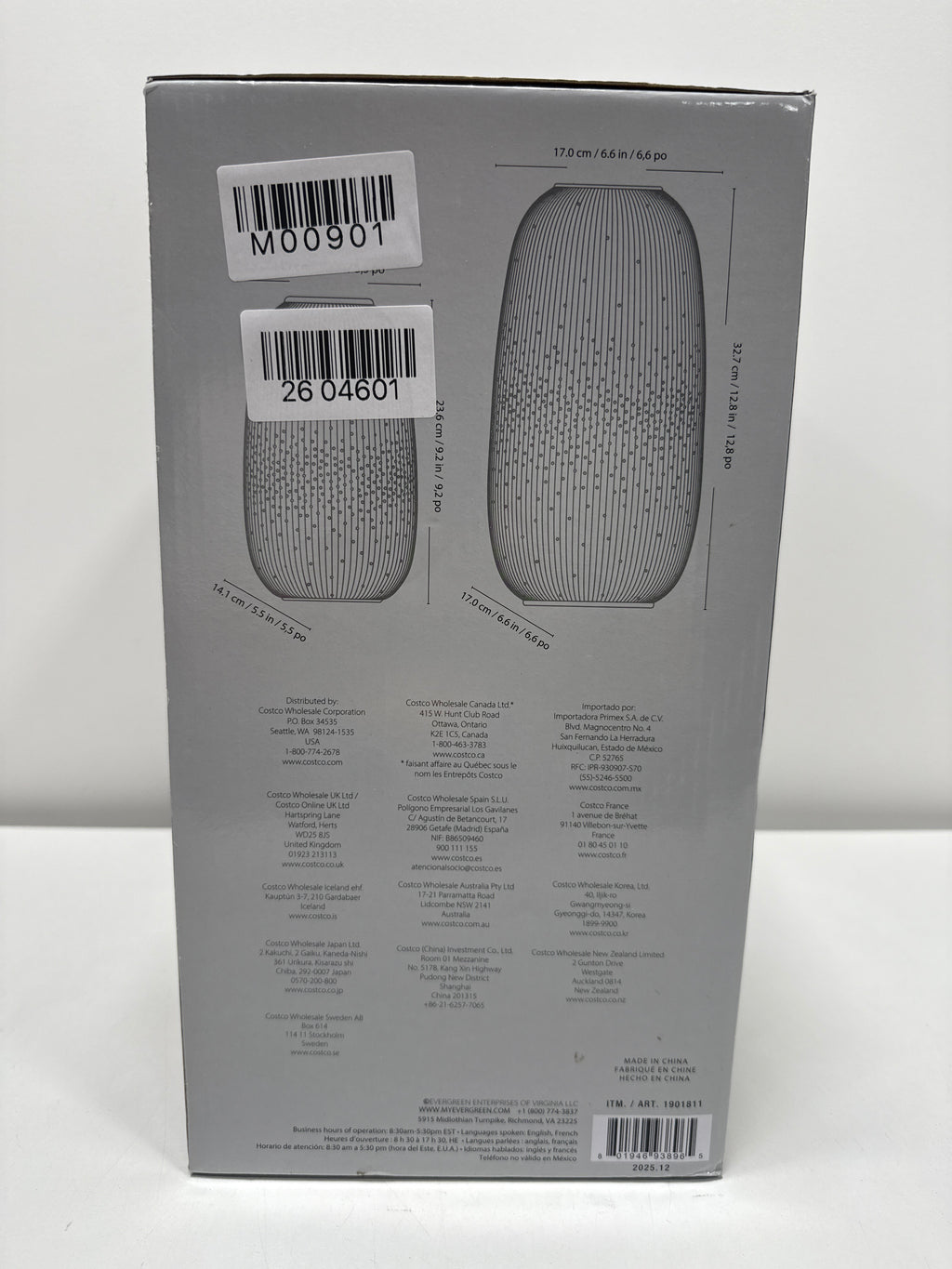 Evergreen LED Porcelain Lantern, Set of 2 White