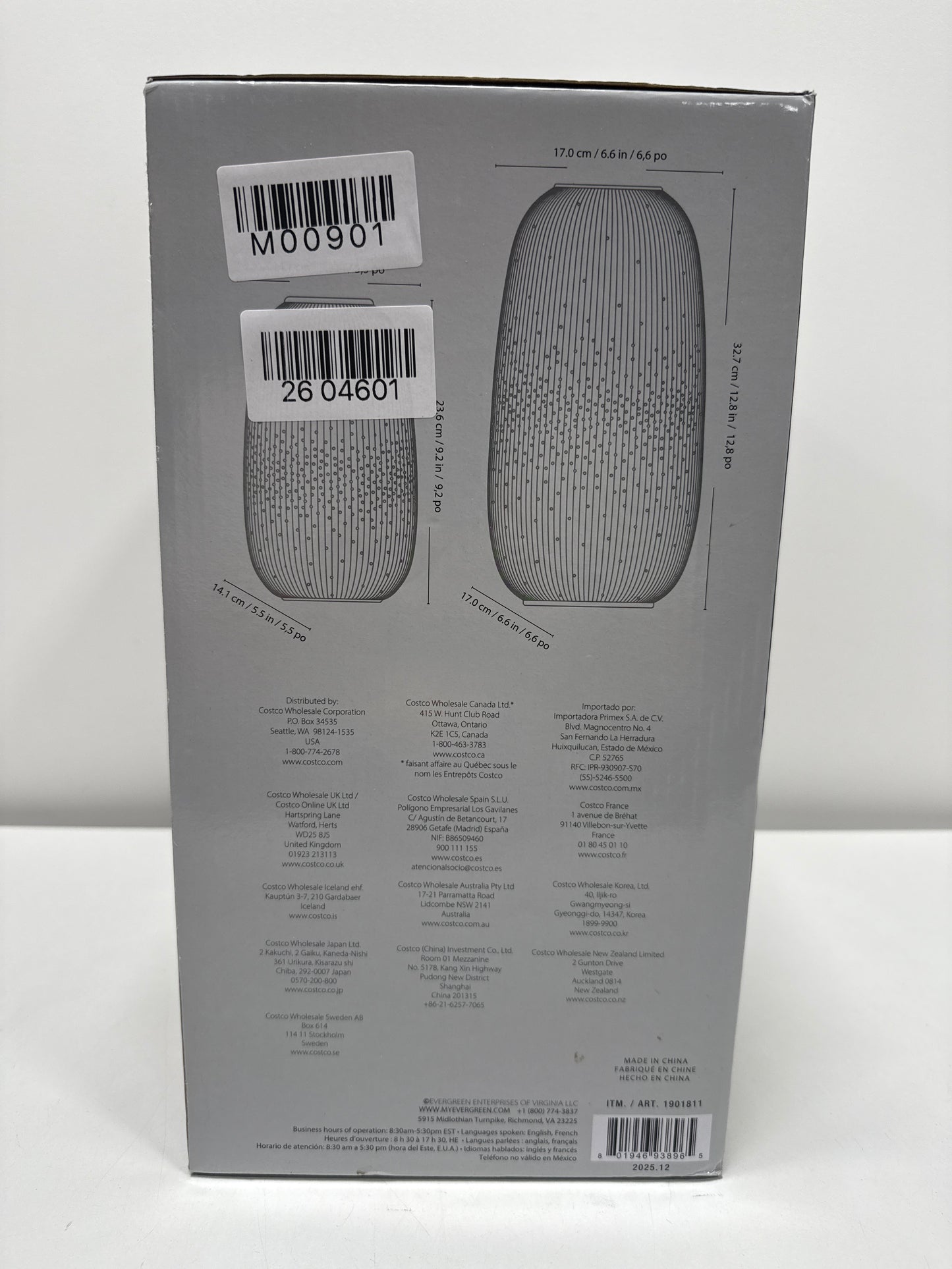 Evergreen LED Porcelain Lantern, Set of 2 White