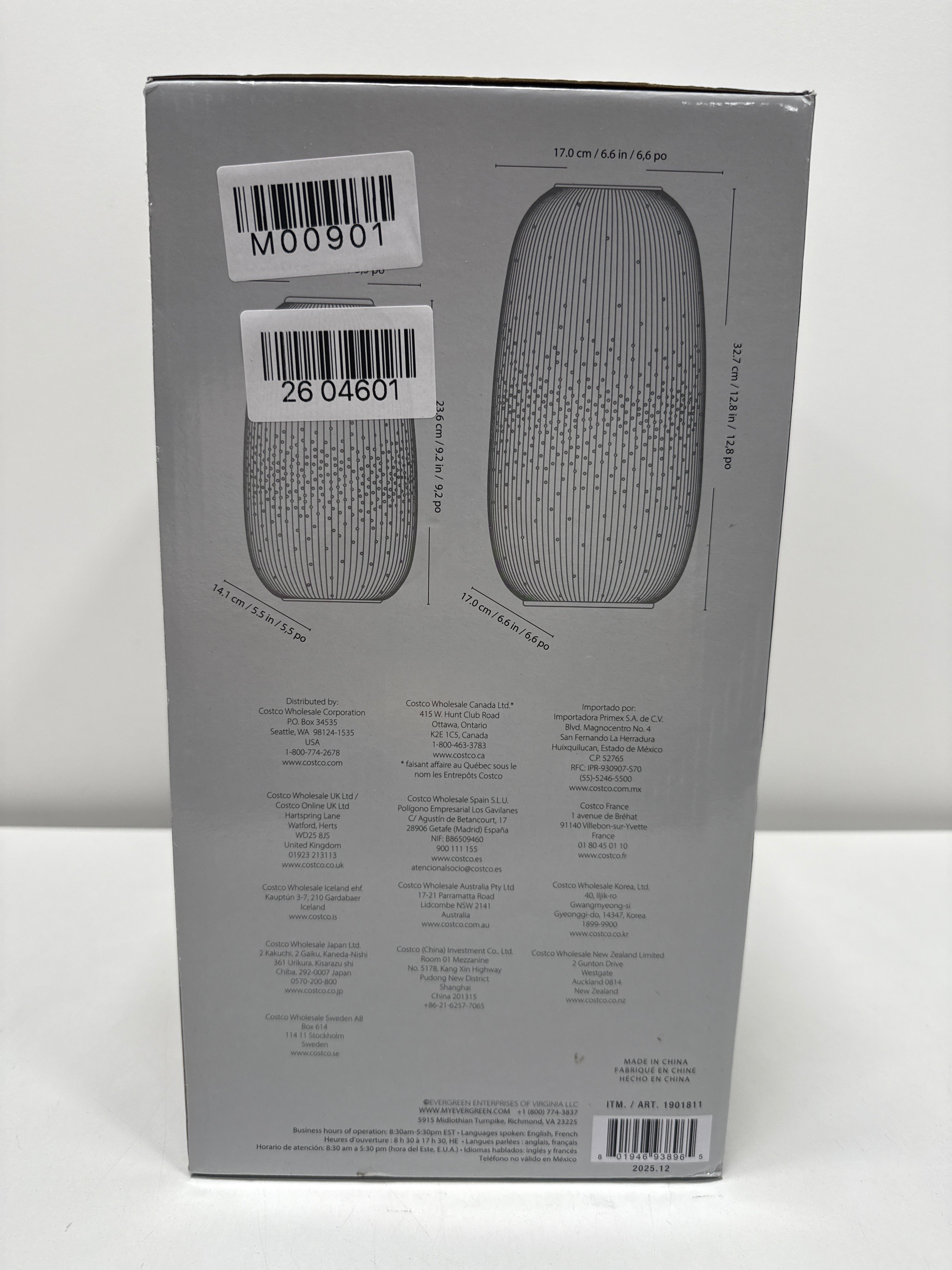 Evergreen LED Porcelain Lantern, Set of 2 White