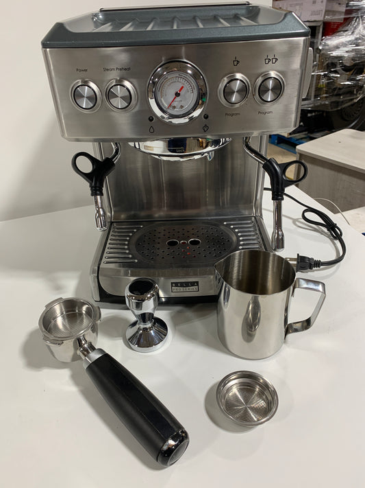 Used Bella Pro Series - Espresso Machine with 19 bars of pressure - Stainless Steel