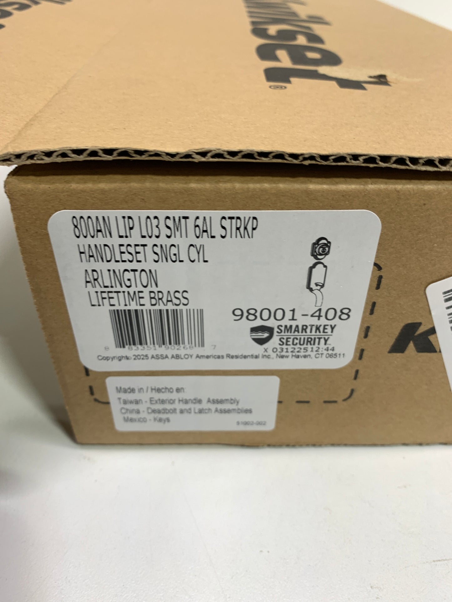 Kwikset 800Anlip-S.Strkp Arlington Sectional Single Cylinder Keyed Entry Exterior Pack