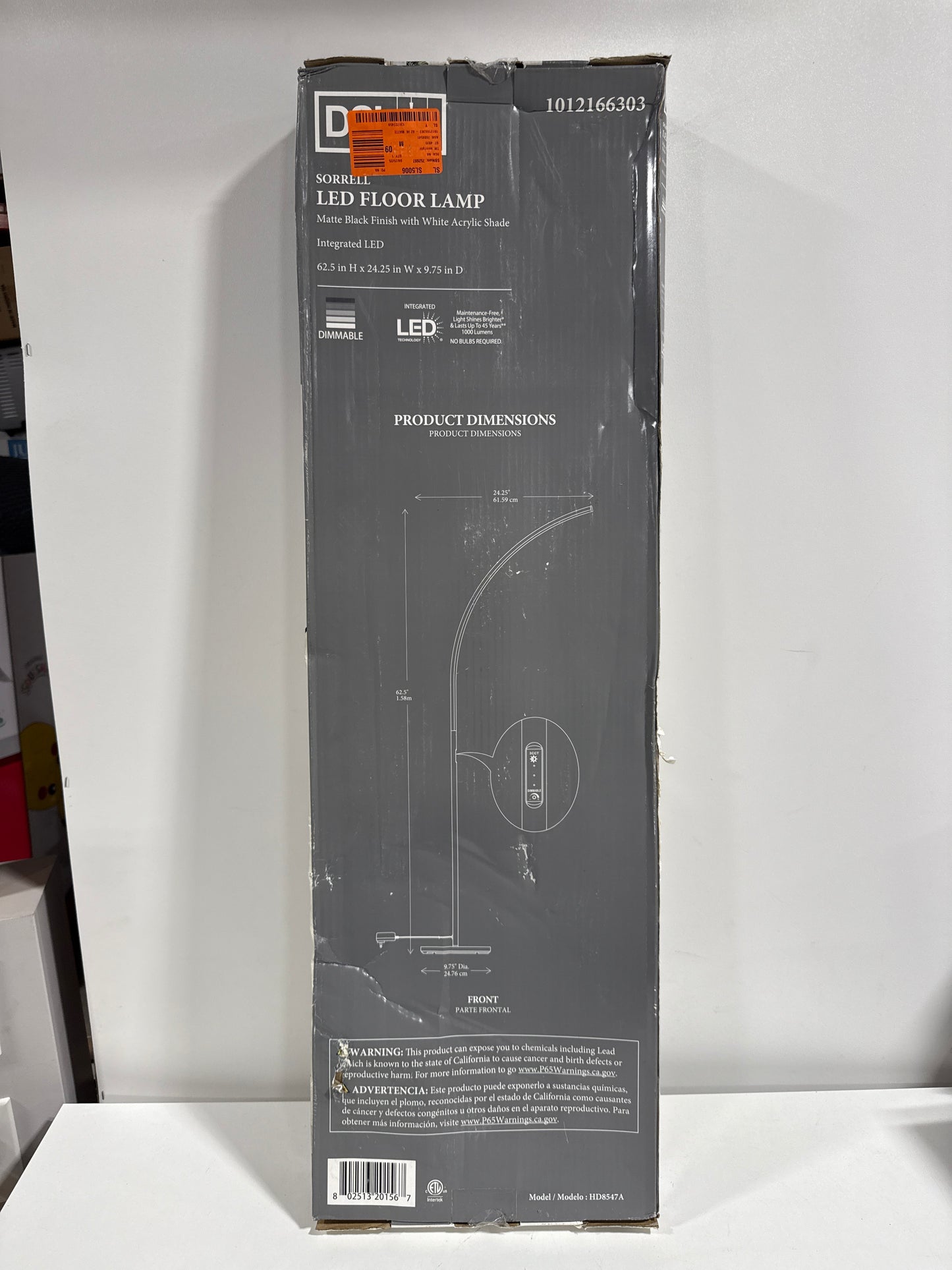 Sorrell 62.5 in. Matte Black Integrated LED Arcing Floor Lam