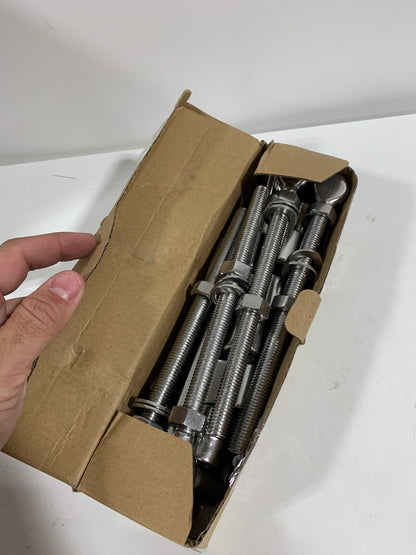 Cast Gate Hinges, Heavy Duty Gate Hinge for Wood Fence, 304 Stainless Steel Gate Hinges Heavy Duty, One Piece with Non-Weld Wood Gate Hinges, 8''J Bolt Gate Hinge for Farm Gate, 6Pack