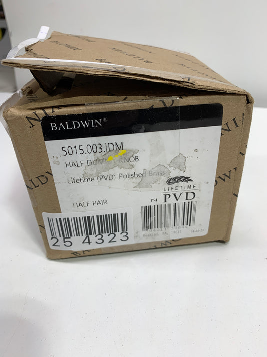 Baldwin Left Handed Non-Turning One-Sided Dummy Door Knob - Lifetime Polished Brass - 5015003IDM