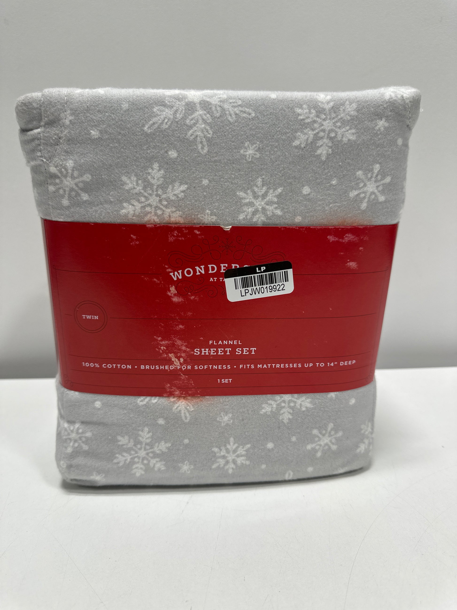 Twin/Twin Extra Long Christmas Flannel Sheet Set Gray Snowflake - Wondershop™ - *Bedding