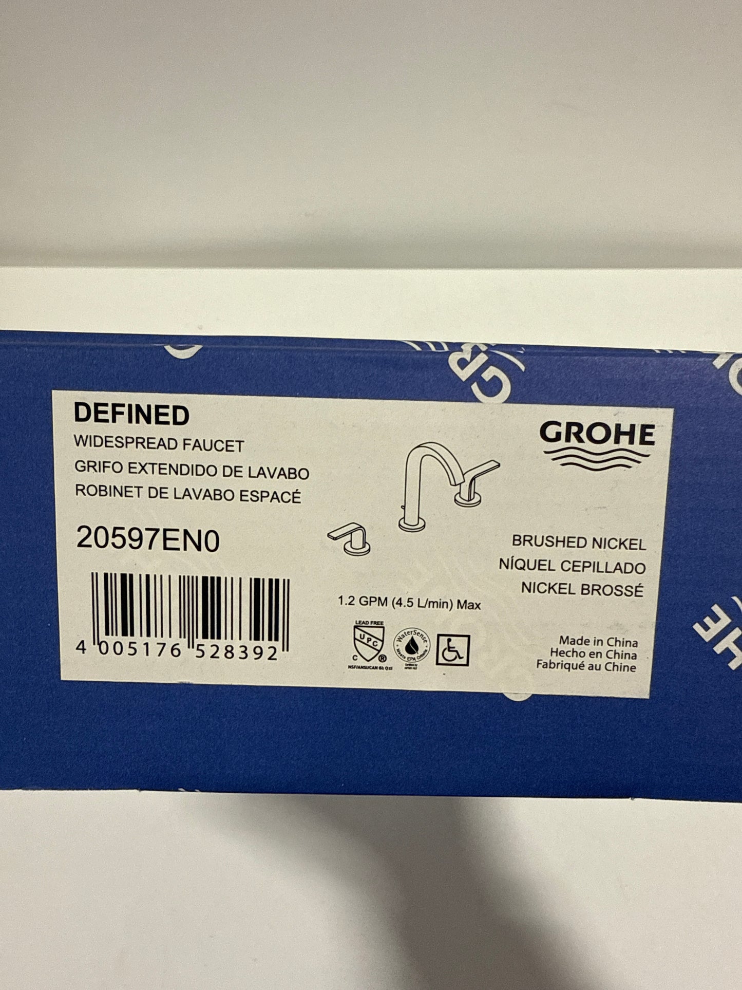 Grohe 20 597 Defined 1.2 GPM Widespread Bathroom Faucet with Pop-up Drain Assembly SilkMove and EcoJoy Technologies Brushed Nickel