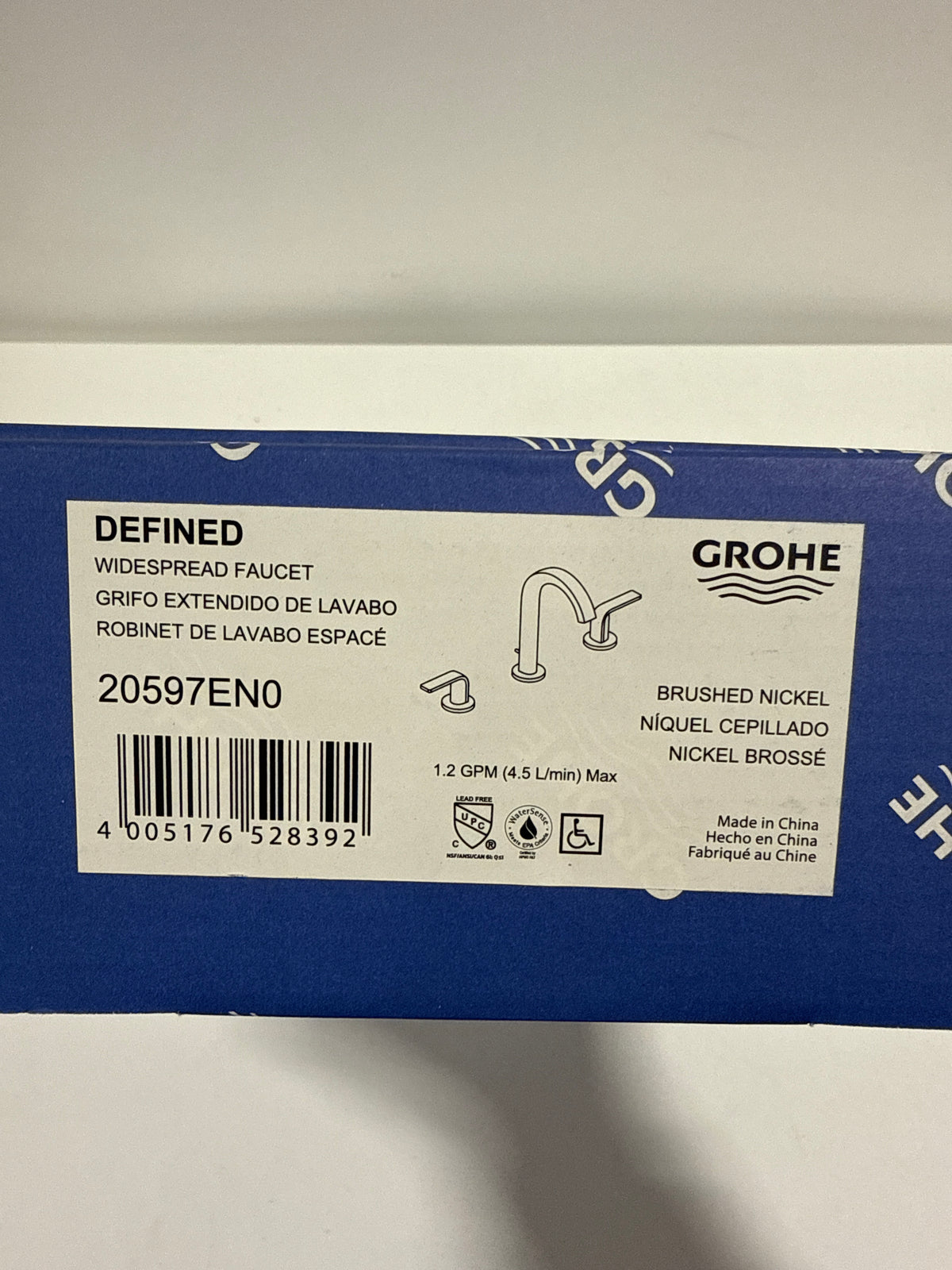 Grohe 20 597 Defined 1.2 GPM Widespread Bathroom Faucet with Pop-up Drain Assembly SilkMove and EcoJoy Technologies