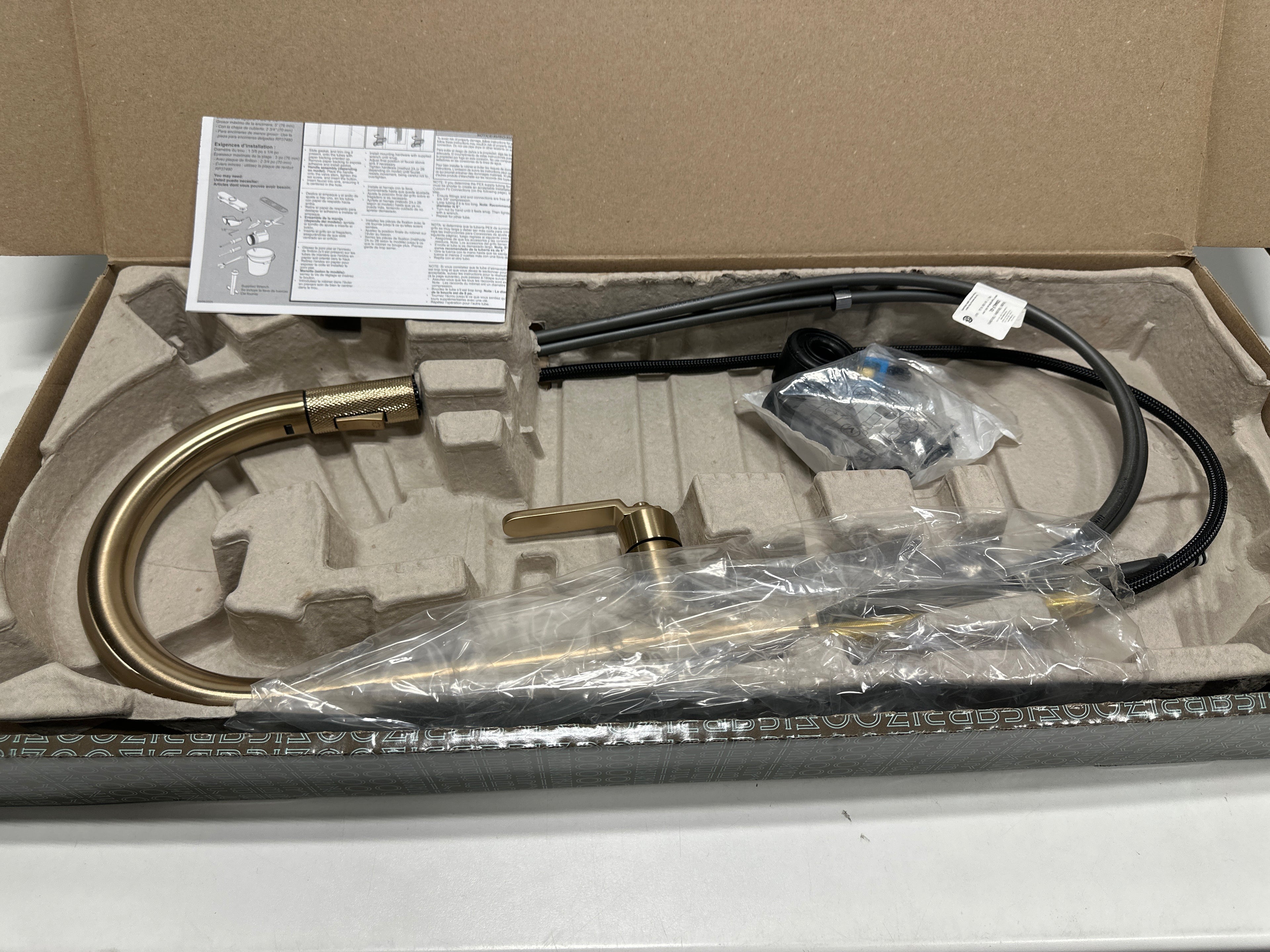 Brizo 63044lf Litze Single Handle Arc Spout Pull Down Kitchen Faucet with Industrial Handle Luxe Gold