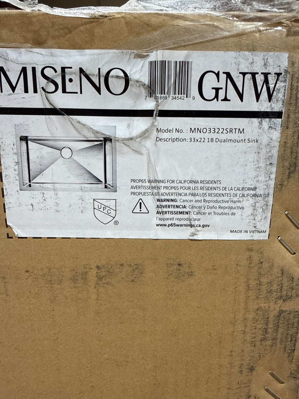 Miseno MSS3322SRTM 33" Top-Mount/Undermount Single Basin Stainless Steel Kitchen Sink