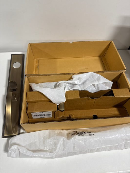 Signature Hardware 953385-KE-LH-238 Aurick Left Handed Solid Brass Keyed Entry Door Lever Set with 2-3/8" Backset Antique Brass