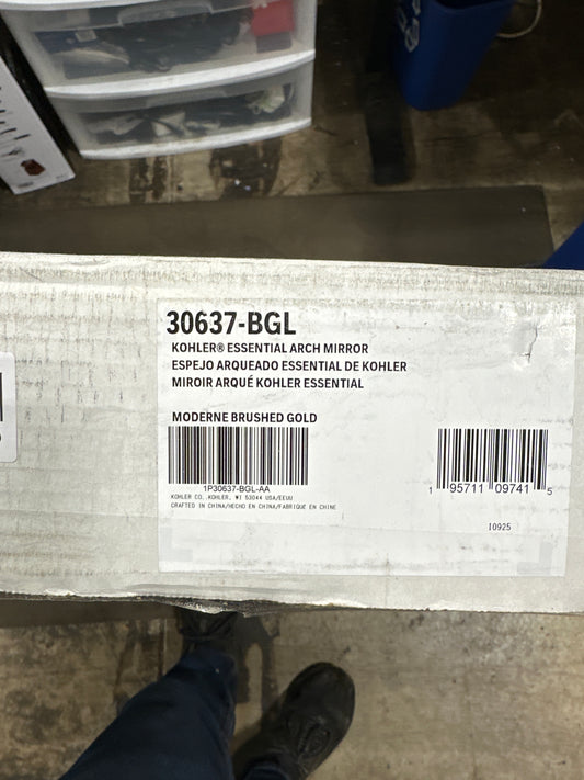 Kohler Essential 24 in. X 36 in. Arch Framed Mirror in Moderne Brushed Gold