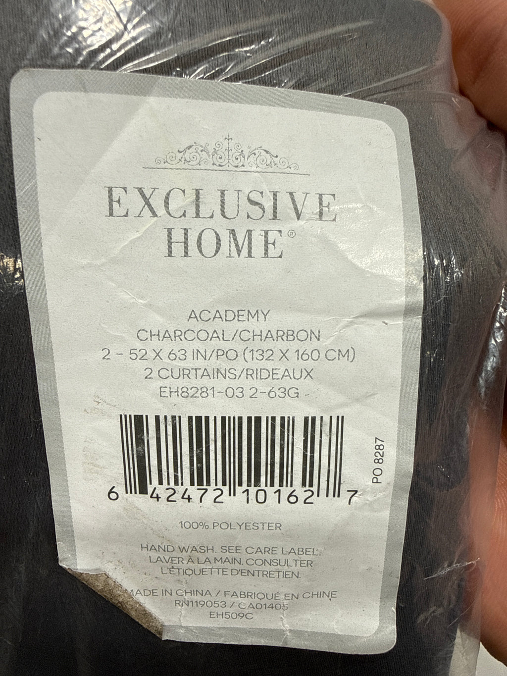 EXCLUSIVE HOME Academy Total Blackout Grommet Top Curtain Panel Pair, 52"x63", Charcoal