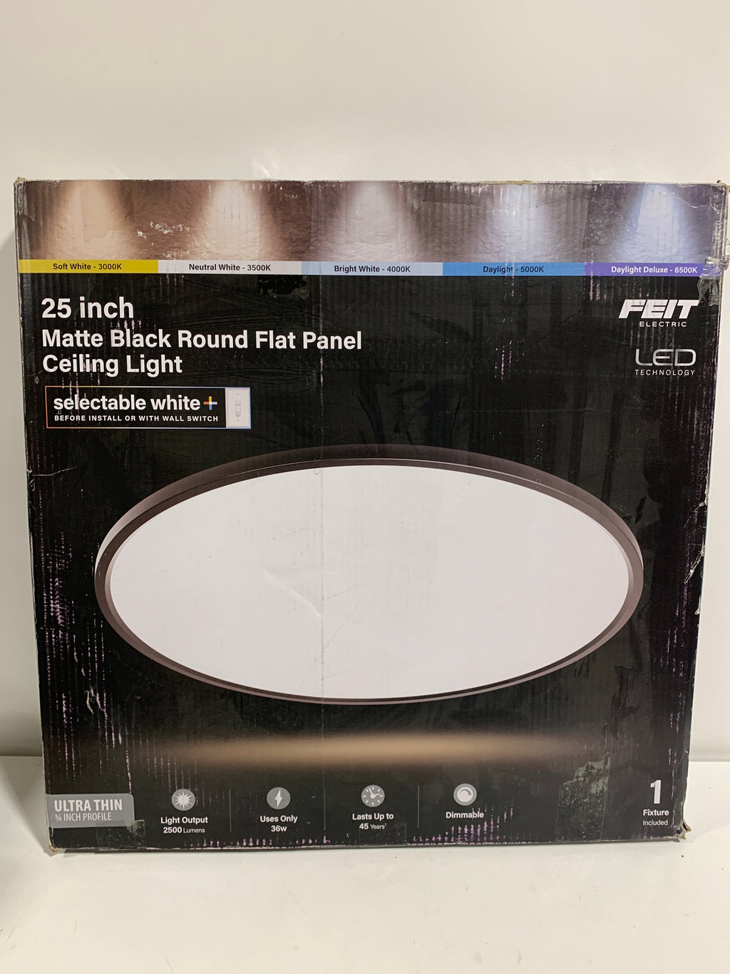Feit Electric 25in Selectable White Ceiling Light 2500 Lumens 5 Color Temperatures (2700K-6500K) Dimmable 36W Flush