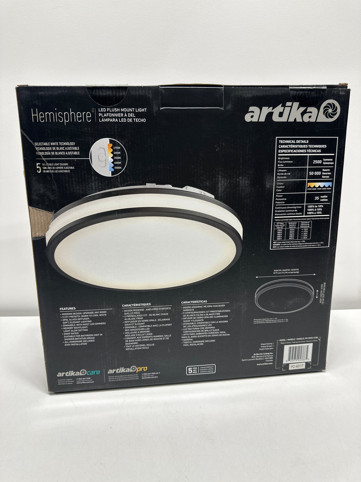 artika Hemisphere LED Flush Mount Ceiling Light Matte Black - *Lighting & Electrical