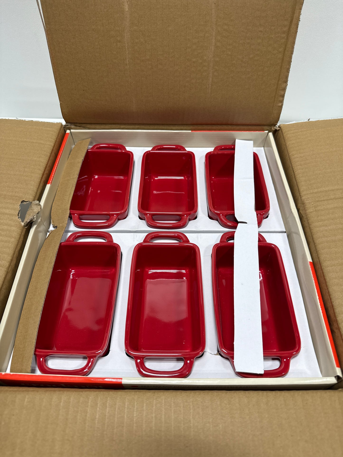 6 x Crock Pot Appleton 12 Ounce Stoneware Mini Loaf Pan Baker Set in Gradient Red