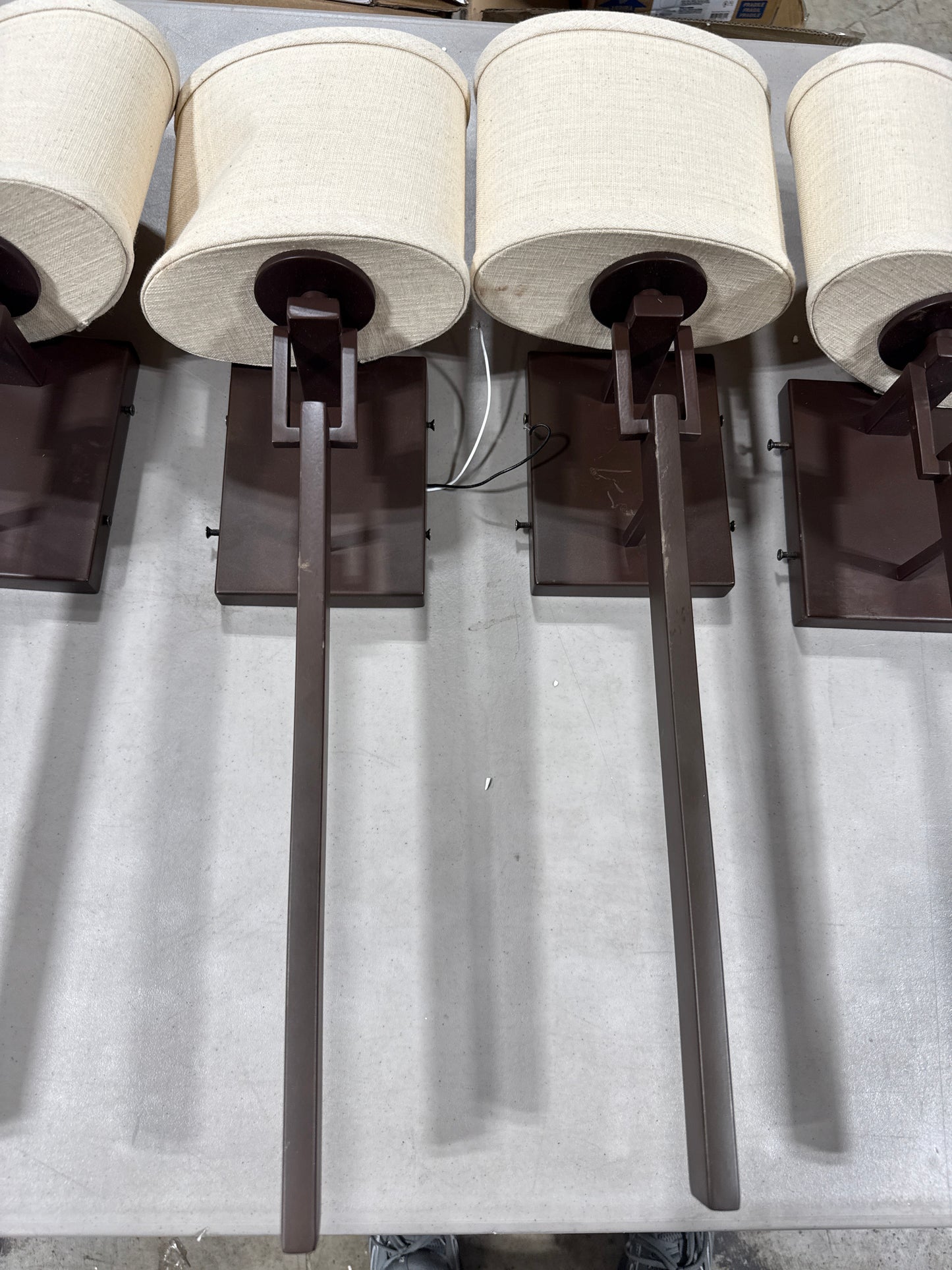 9 x Alpine ADA 1-Light Wall Sconce - Dark Bronze - Cream Linen Fabric Shade