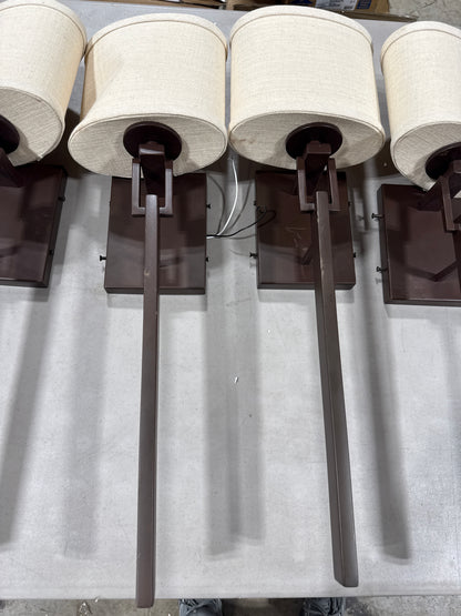 9 x Alpine ADA 1-Light Wall Sconce - Dark Bronze - Cream Linen Fabric Shade