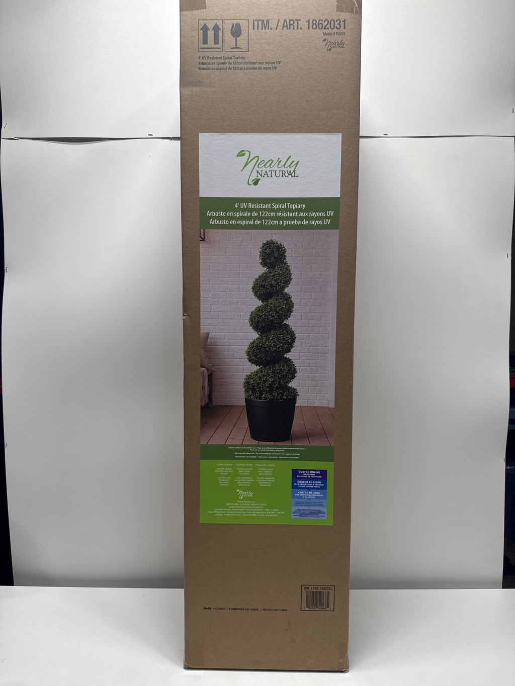 Faux 4' UV Resistant Spiral Boxwood Topiary Tree