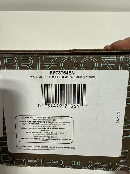 Brizo Traditional: Wall Mount Tub Filler Unions RP73764