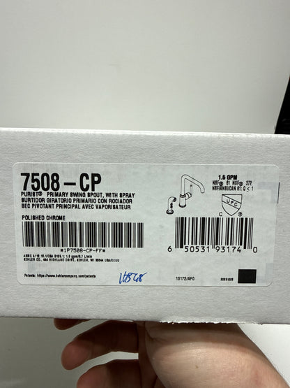 Kohler Purist Single-Handle Standard Kitchen Faucet with Side Sprayer in Polished Chrome