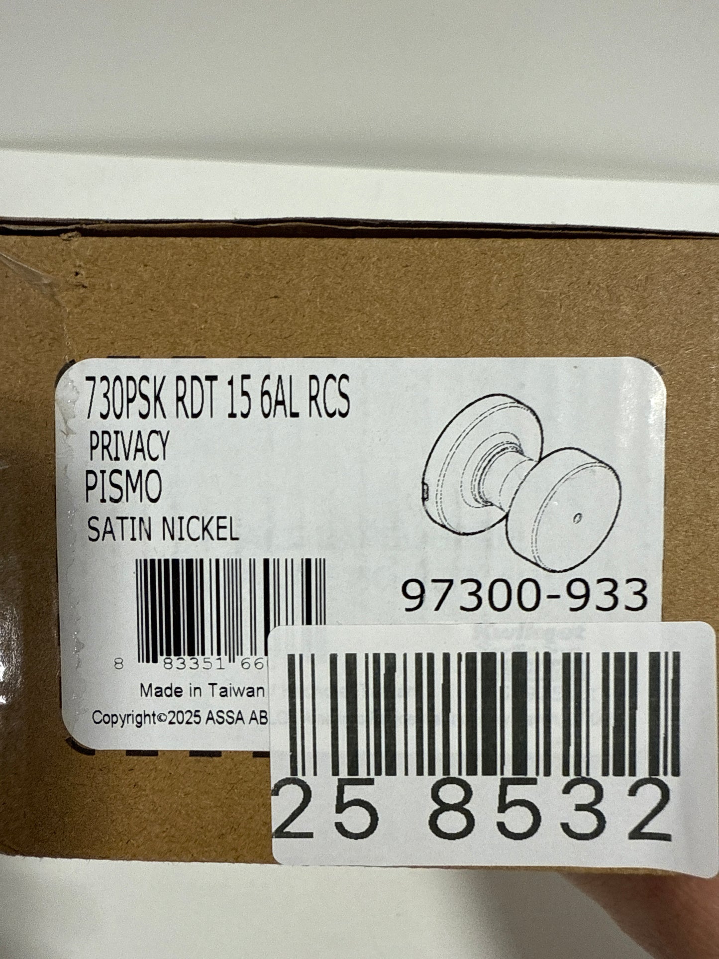 Kwikset Pismo Privacy Door Knobset with Round Rose - Satin Nickel - 730PSKRDT-15