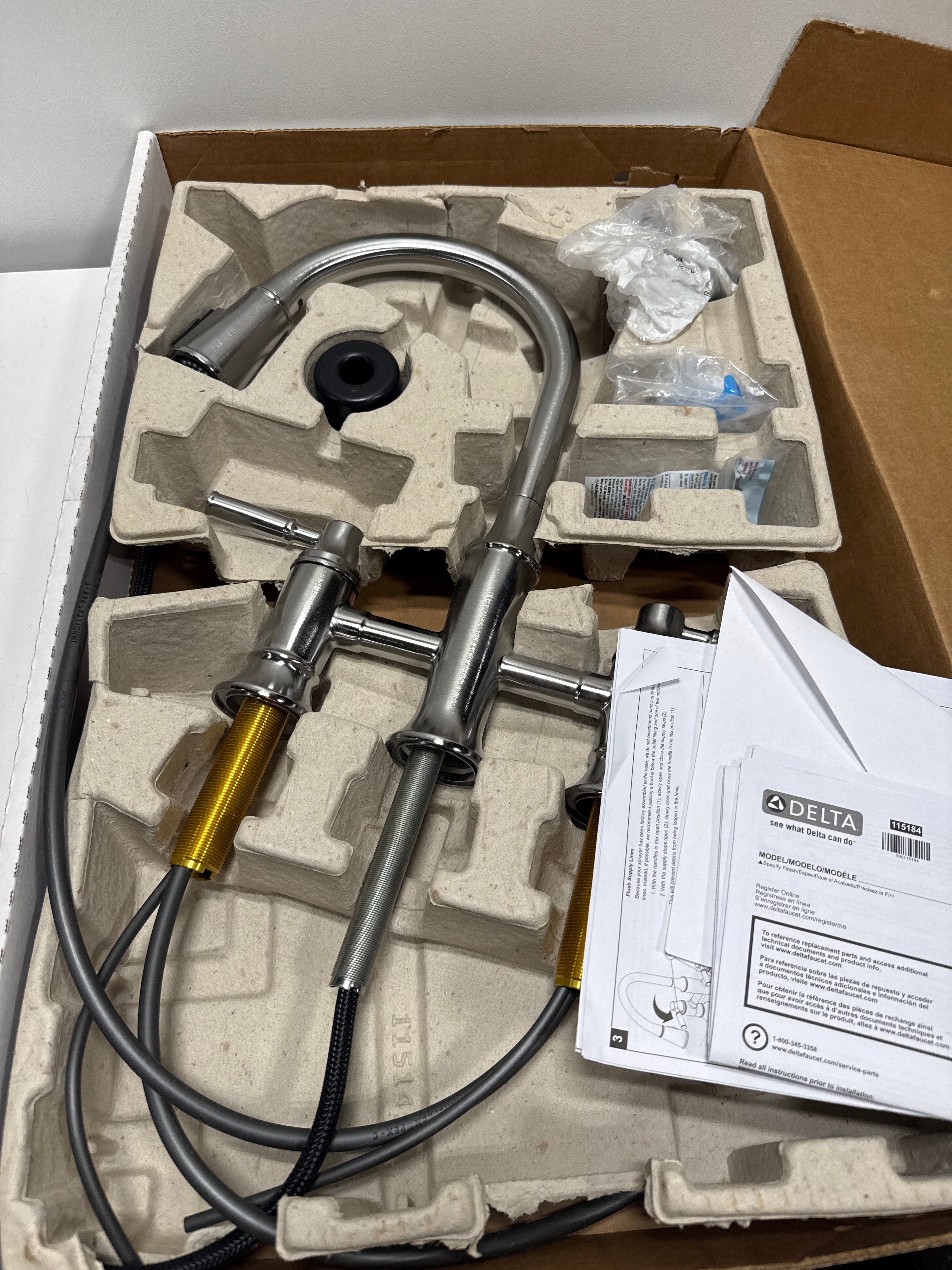 Delta 2384L-Dst Renaldi 1.8 GPM Bridge Kitchen Faucet - Lumicoat Arctic Stainless