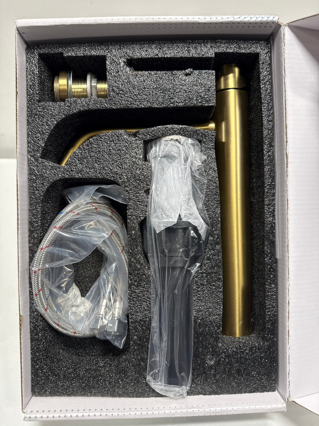 HOMEMYSTIQUE Single Handle High Arc Vessel Sink Bathroom Faucet with Pop-Up Drain and Spot Resistant in Brushed Gold