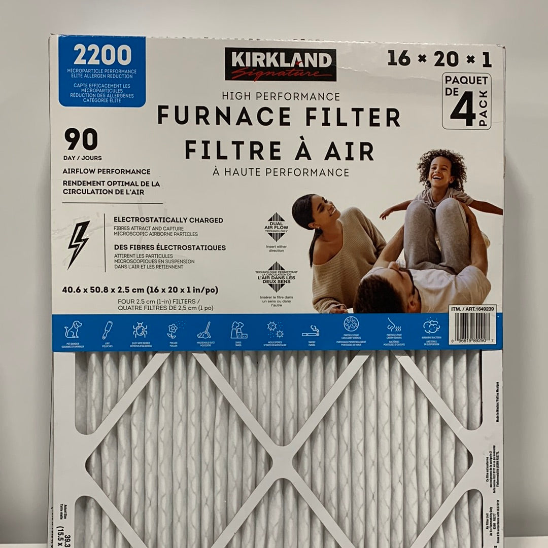 Kirkland Signature 16 x 20 x 1 2200 High Performance Furnace Filters
