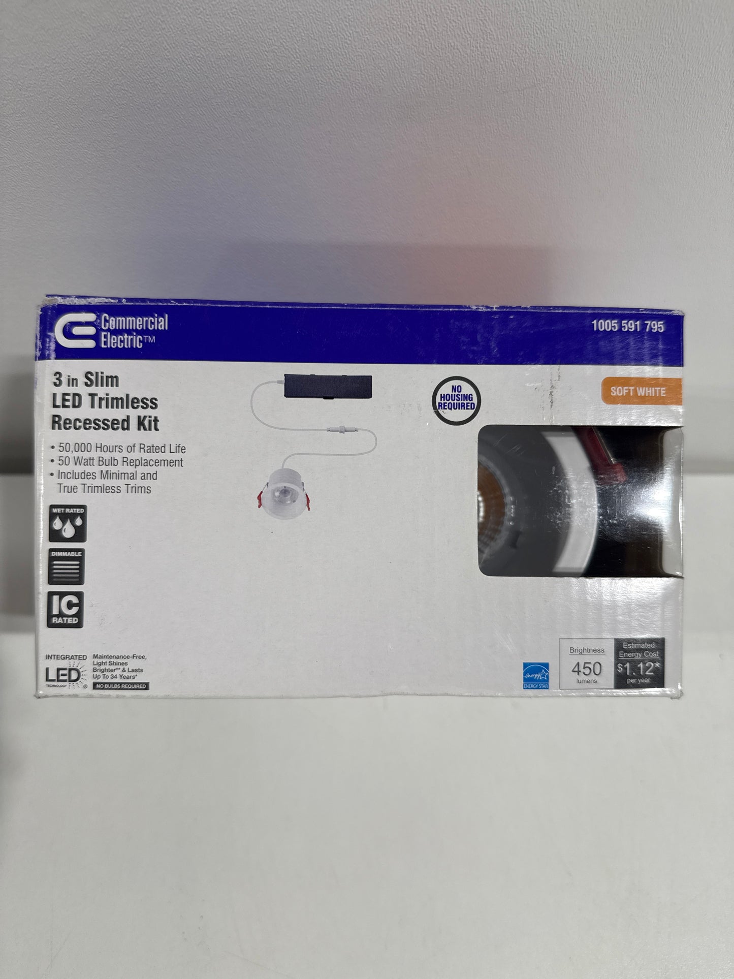 3 in. White Interchangeable Trim LED Integrated Trimless Recessed Lighting Kit