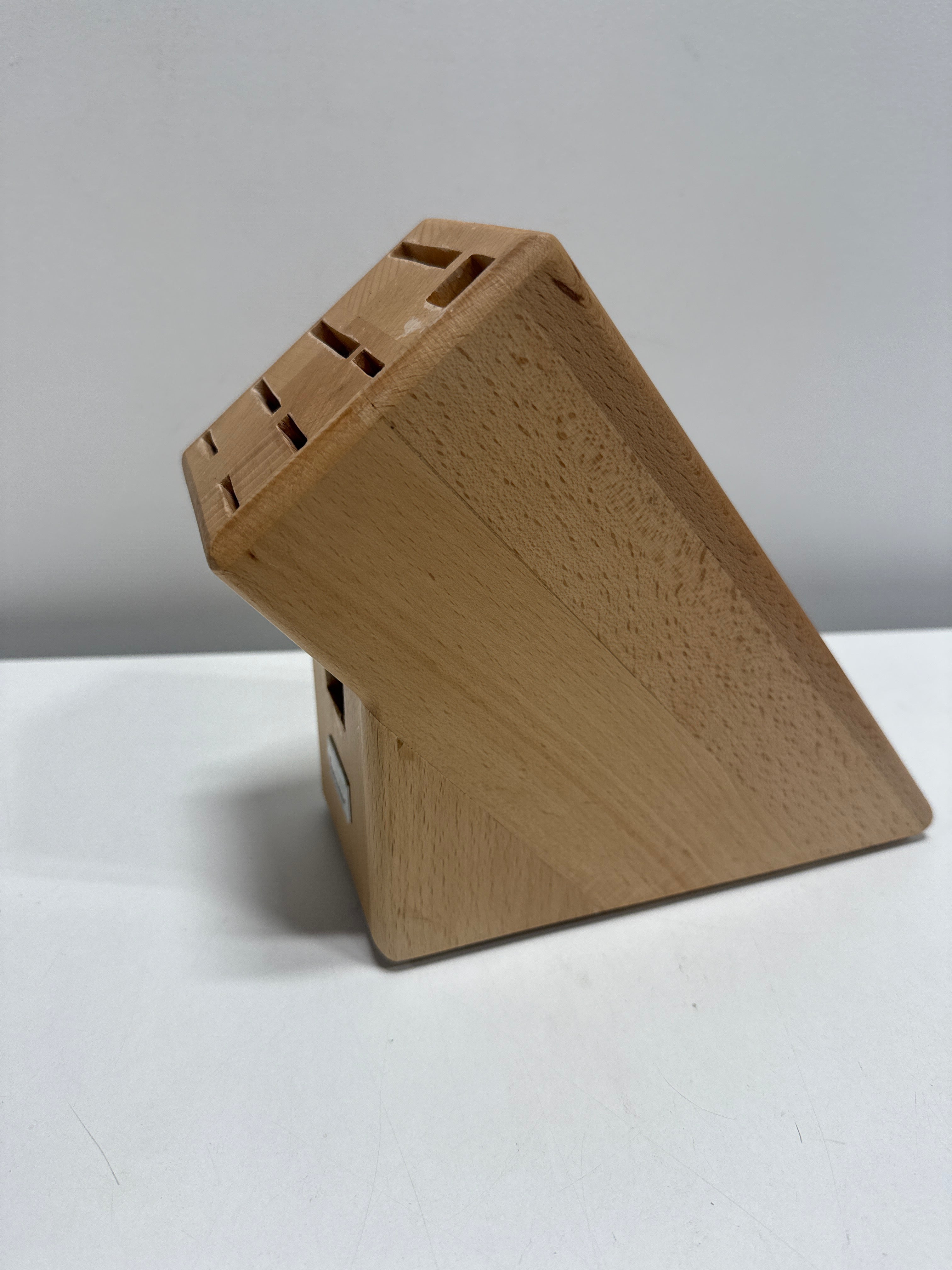 Used WUSTHOF 9 Slot Knife Storage Block Solid Natural Wood Block