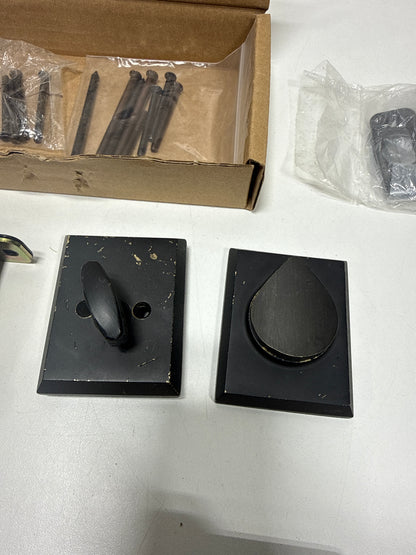 Scratched Emtek 451623CRMBRH Cimarron Right Hand Rustic Modern Handleset, Medium Bronze, 2-3/8" 2-3/4" Backset.