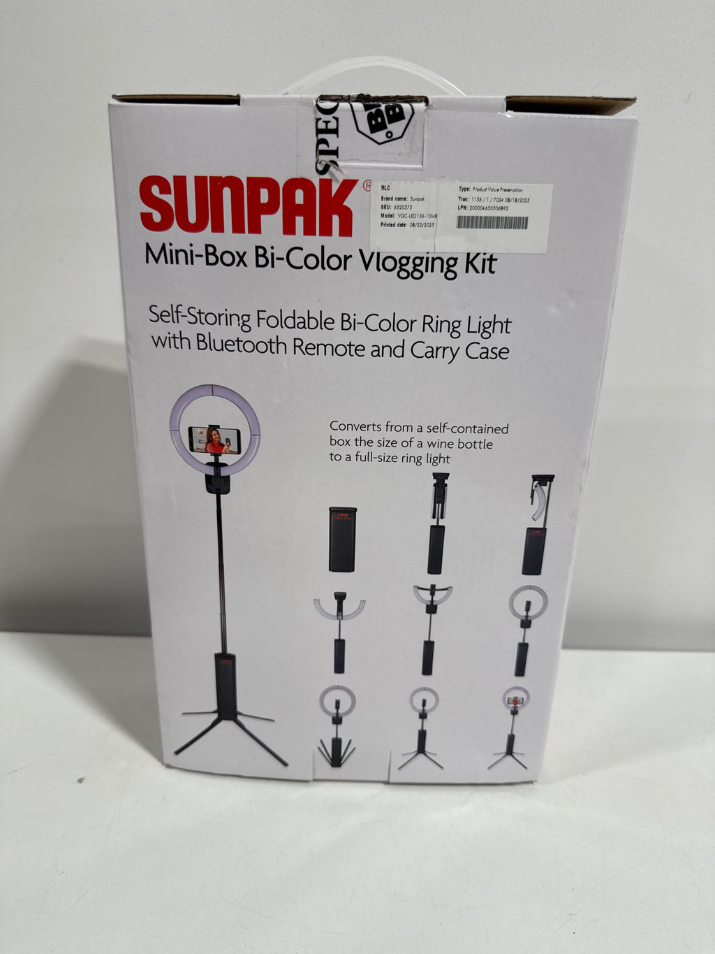 Sunpak - Mini Box Self-Storing Collapsible Bi-Color Vlogging Kit - Black - *Cameras Camcorders & Drones