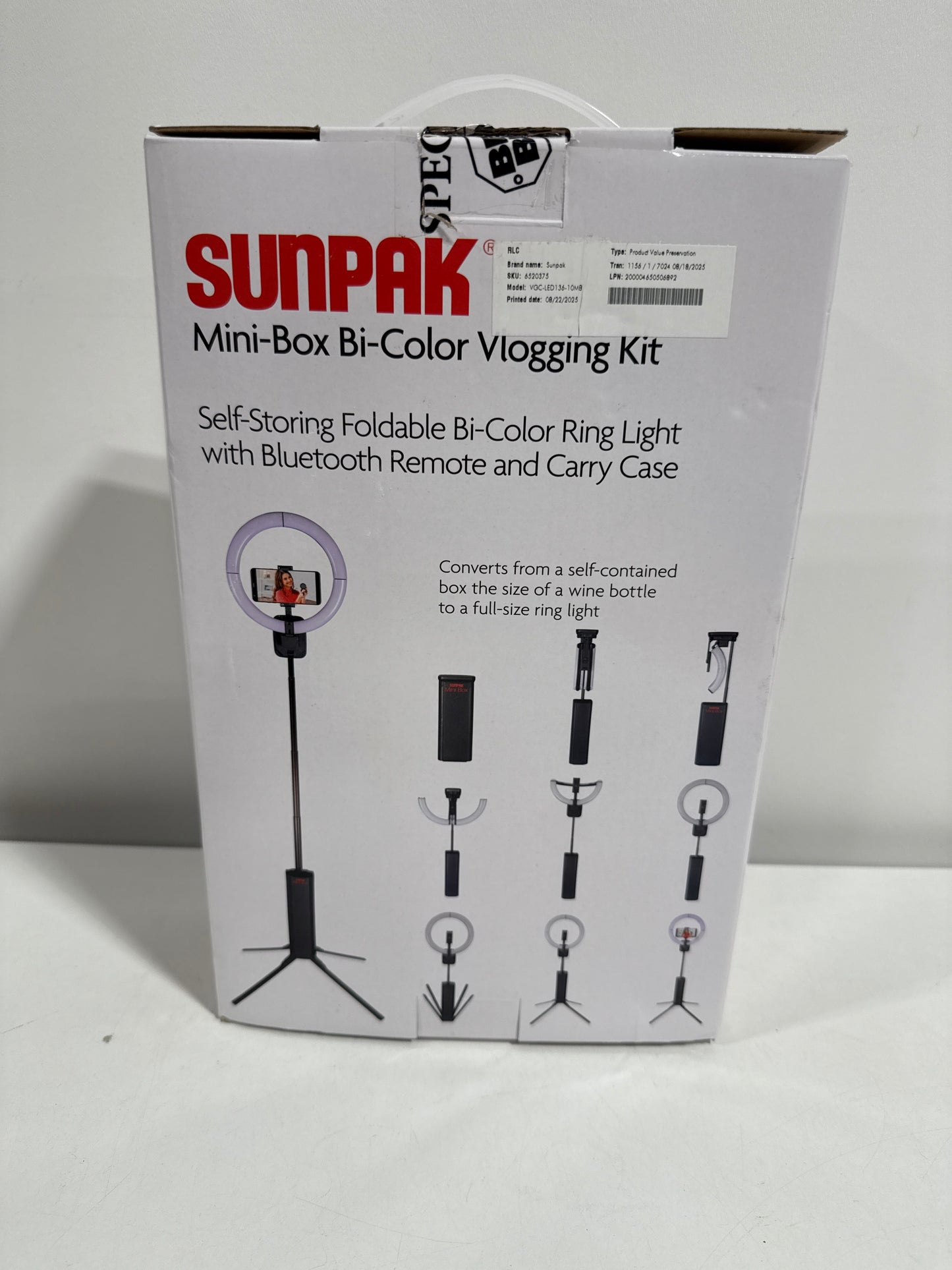Sunpak - Mini Box Self-Storing Collapsible Bi-Color Vlogging Kit - Black