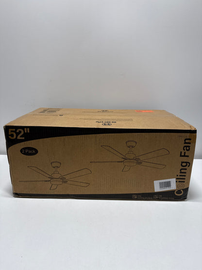 HINNIXY 2-Pack 52 in. Indoor Matte Black 3-Colors LED Ceiling Fan with Dual-Finish Blades and Light Kit and Remote control