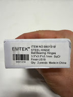 2 x Emtek 3-1/2" x 3-1/2" Plated Steel Heavy Duty Square Corner Ball Bearing Hinges - Pair