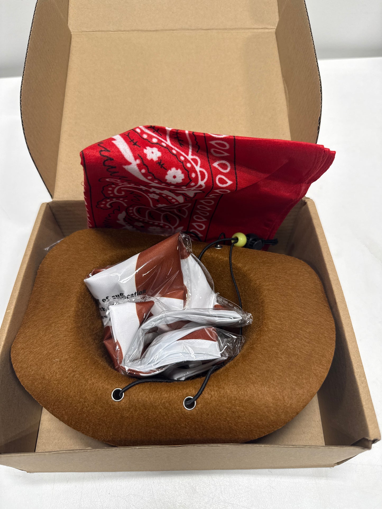 4 Pcs Dog Cowboy Costume Set Includes Pet Cowboy Hat, Triangle Bandana, Puppy Cape and Hiphop Glasses for Halloween Dog Cat Puppy Kitten Costume Accessories(Brown+ Red,Medium)