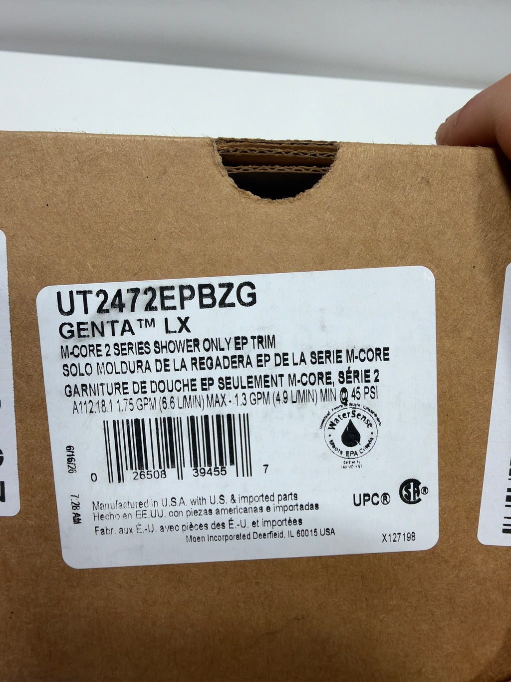 Moen Genta LX M-CORE 2-Series Shower Trim Kit with Showerhead and Lever Handle, Valve Required, Bronzed Gold, UT2472EPBZG