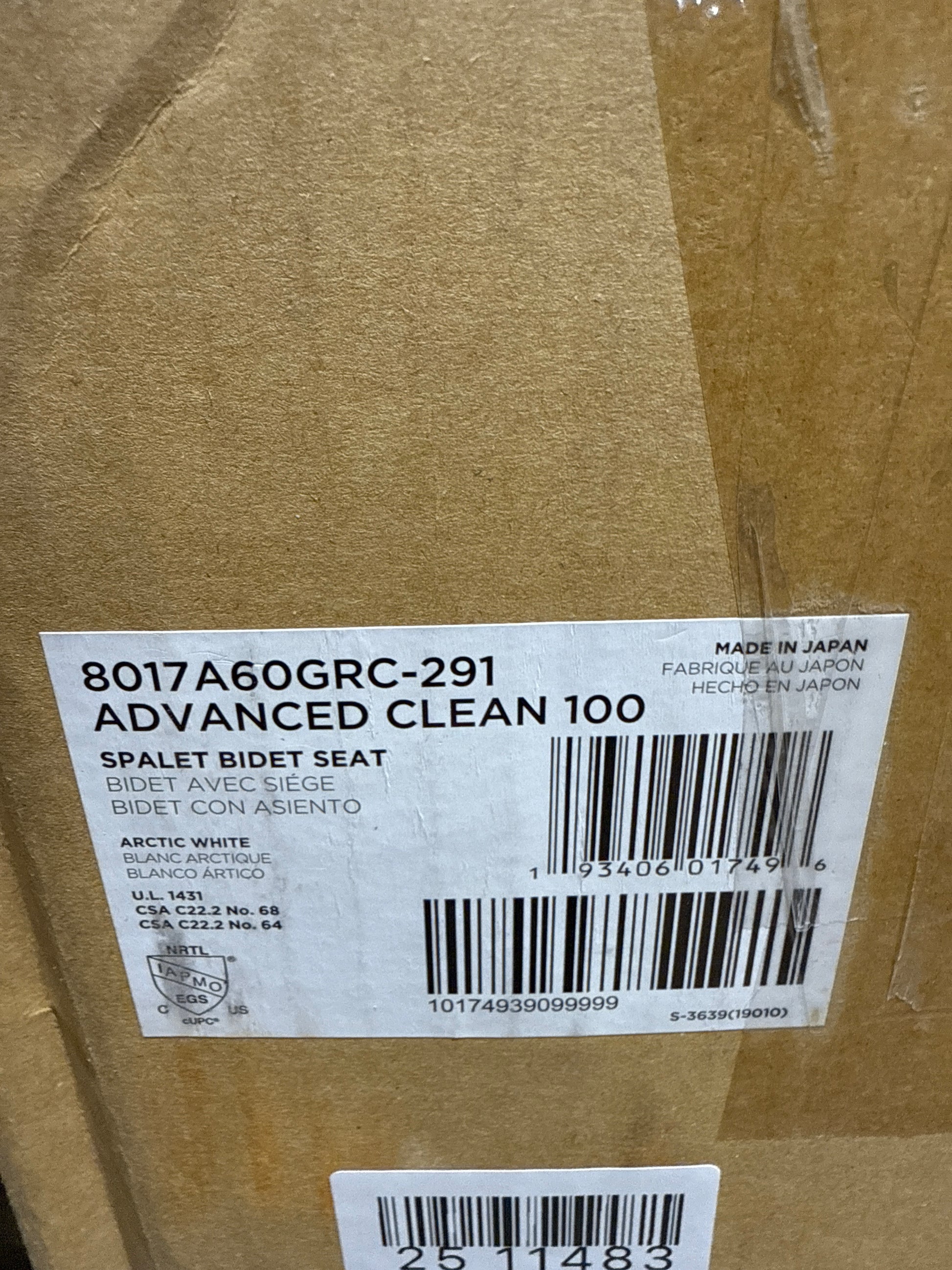 American Standard 8017A60GRC-291 Advanced Clean 100 SpaLet Bidet Seat with Remote Control Operation in Alabaster White