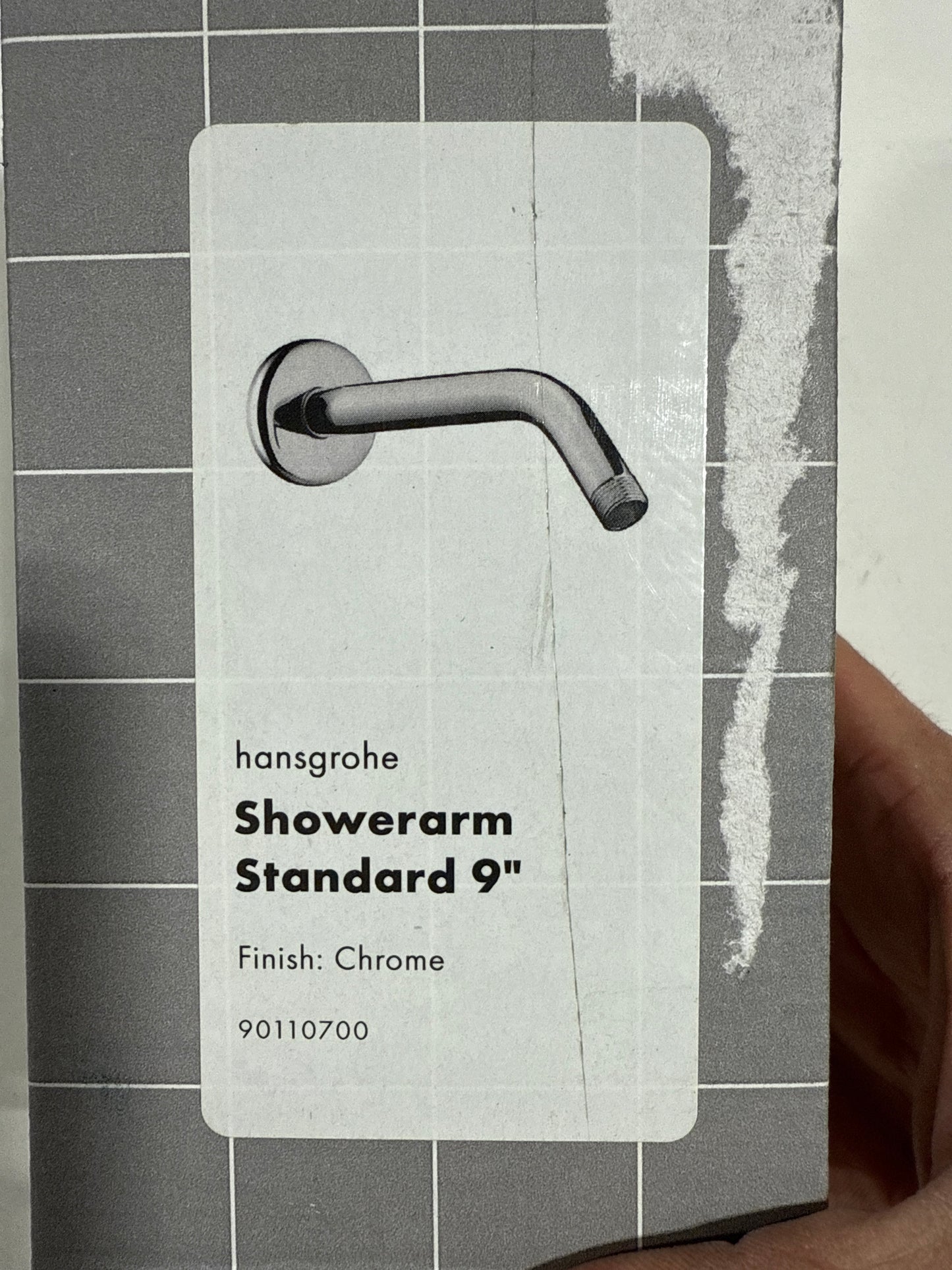Hansgrohe 04186 IBox Standard 9" Shower Arm with Escutcheon Plate and 1/2" Male Inlet Chrome