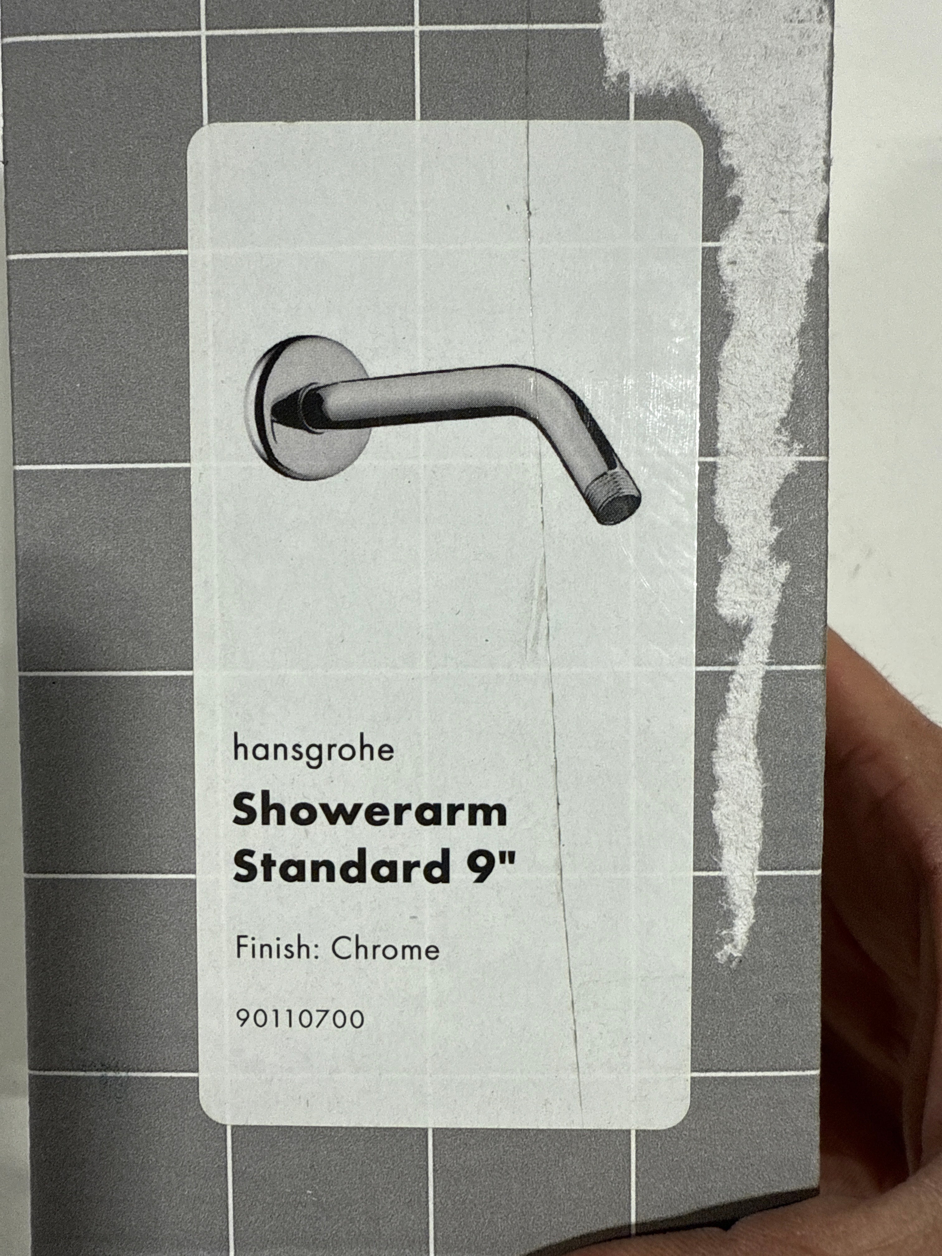 Hansgrohe 04186 IBox Standard 9" Shower Arm with Escutcheon Plate and 1/2" Male Inlet Chrome