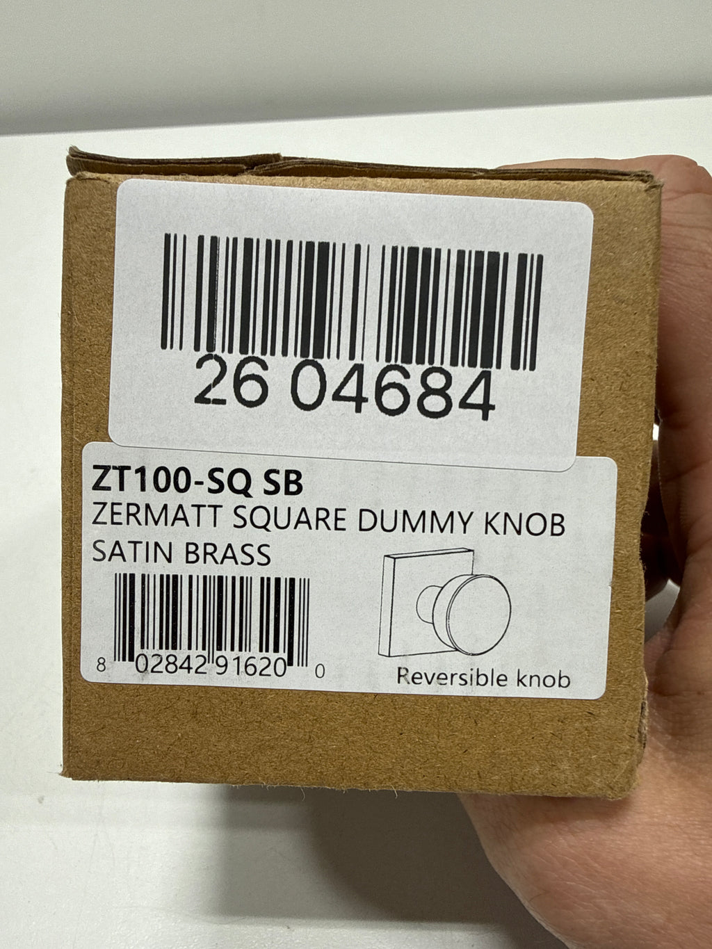 Sure-Loc Zt100-Sq Zermatt Non-Turning One-Sided Dummy Door Knob - Brass
