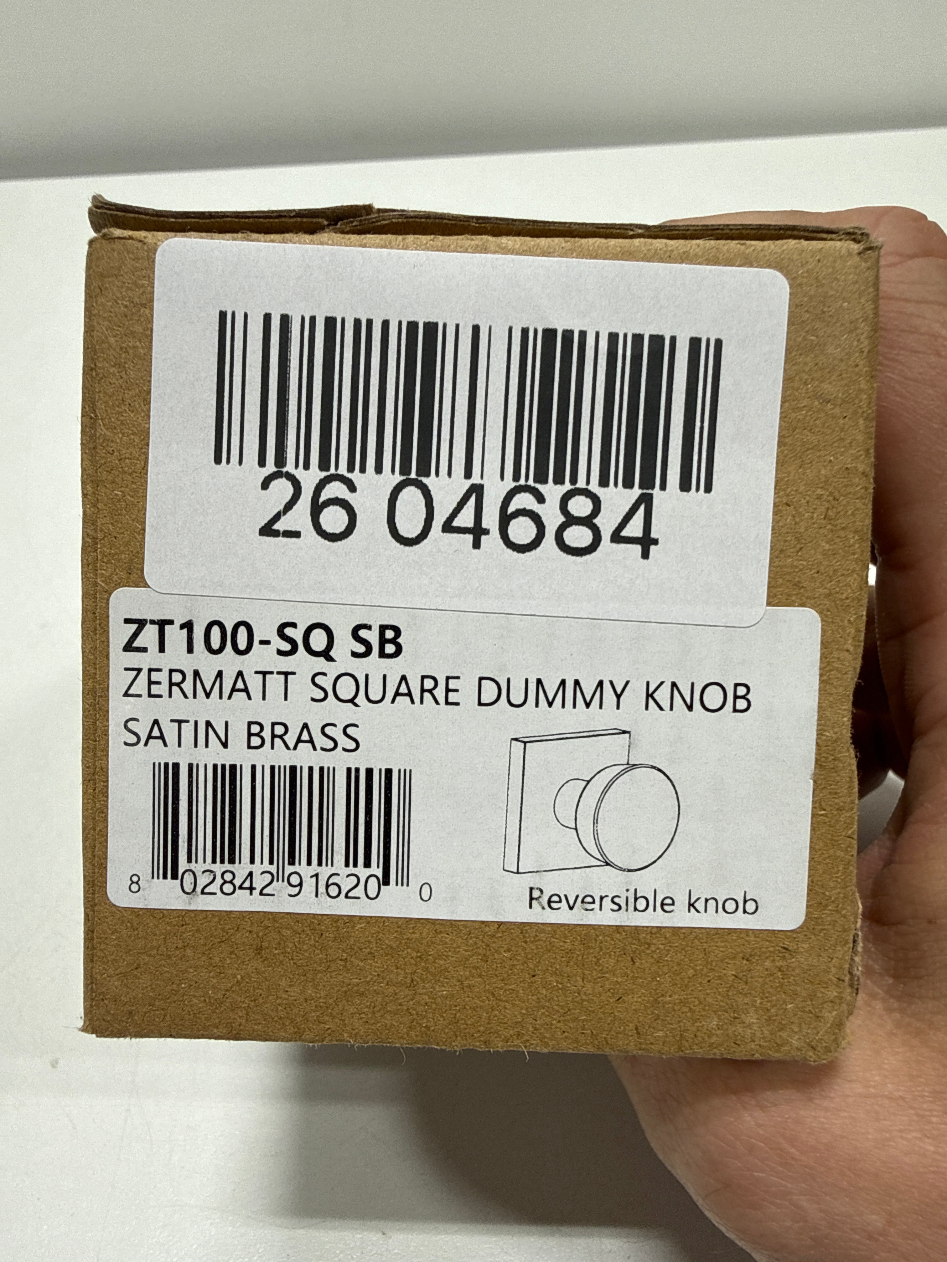 Sure-Loc Zt100-Sq Zermatt Non-Turning One-Sided Dummy Door Knob - Brass