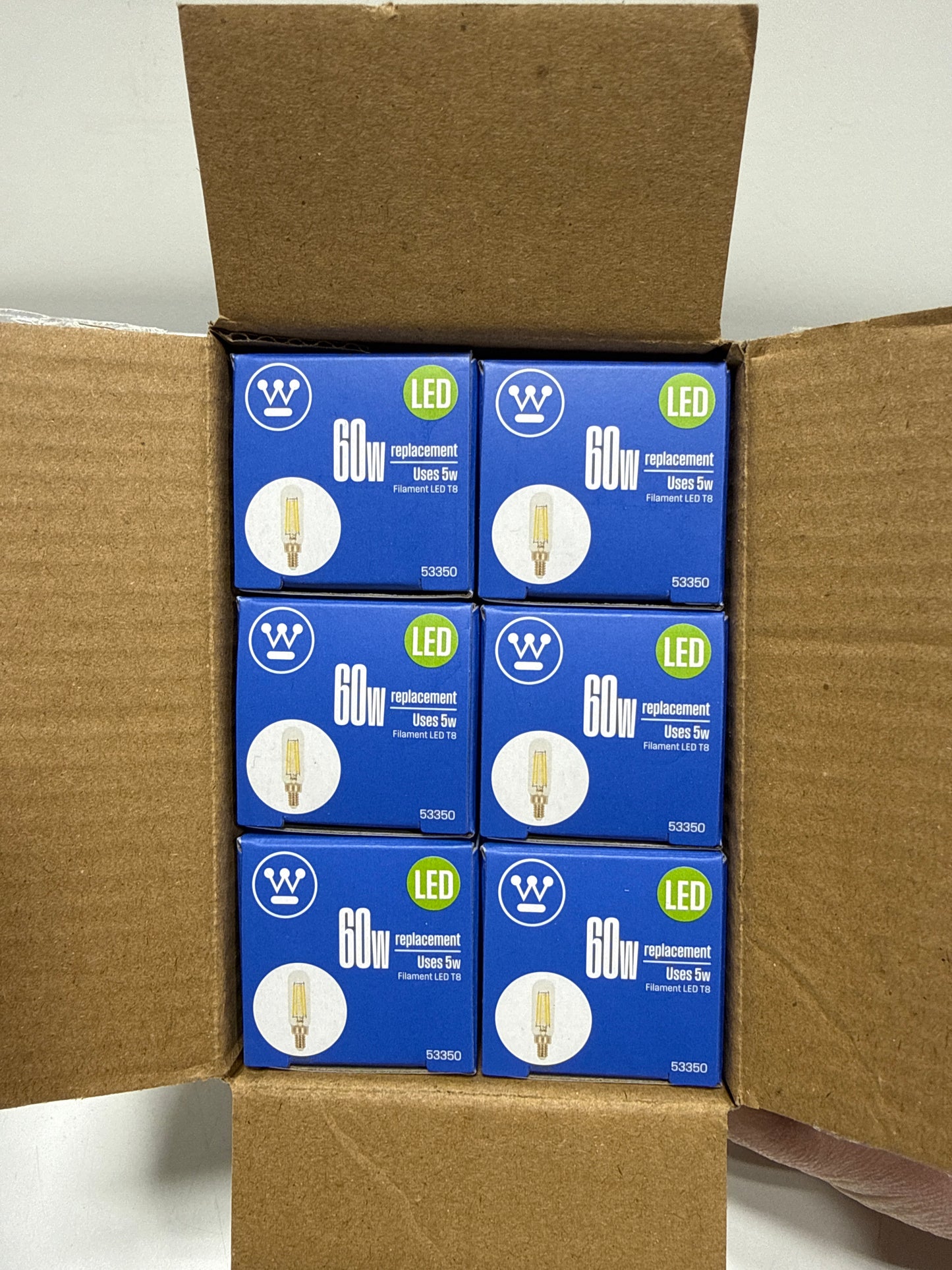 Westinghouse 5335020 Pack of (6) 5 Watt Dimmable T8 Candelabra (E12) LED Bulbs- 600