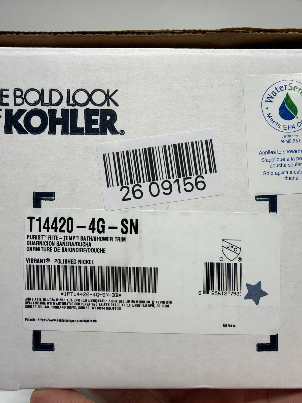KOHLER Purist Rite-temp Bath and Shower Trim with Lever Handle and 1.75 Gpm Showerhead