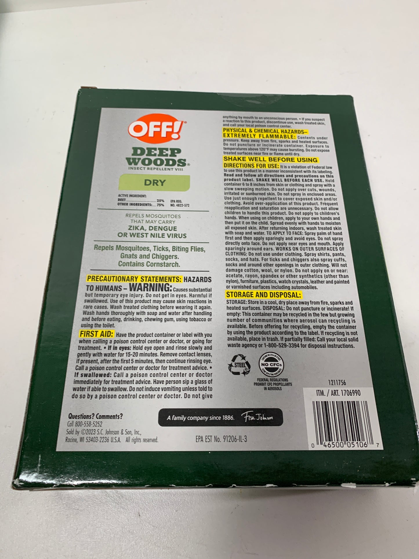 OFF! Deep Woods Dry Insect Repellent Set -3 Pack Repels Mosquitoes,Ticks, Biting